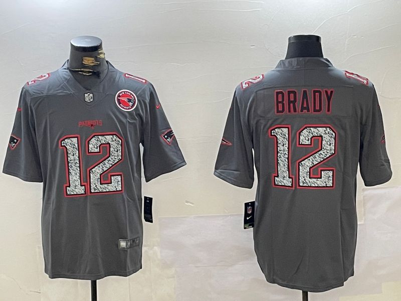 Men New England Patriots #12 Brady Grey 2024 Nike Vapor Limited NFL Jersey style 2